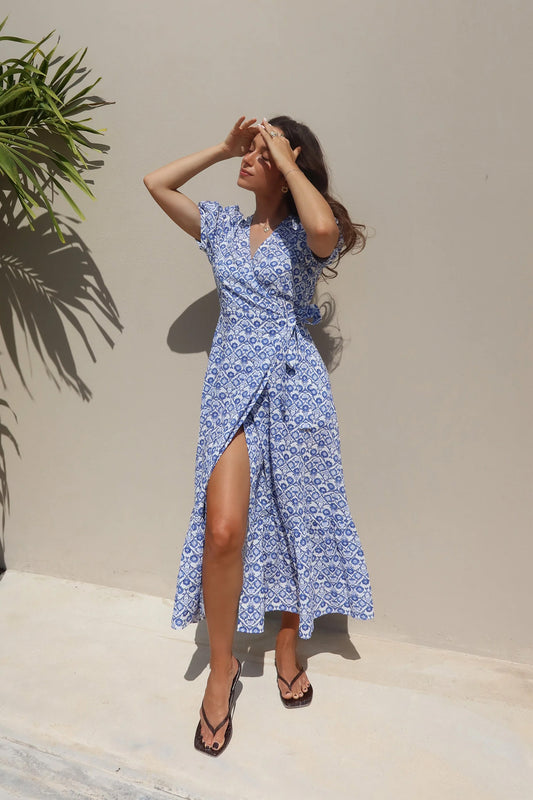 Floral Dress Cecile in Blue